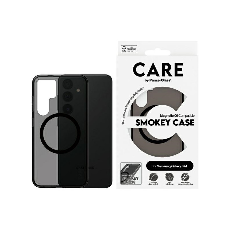 „CARE by PanzerGlass“ flagmano „QI“ dėklas, skirtas „Samsung Galaxy S24“ – juodas
