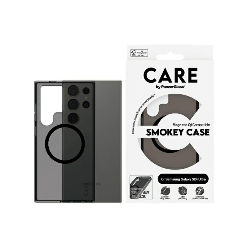 „CARE by PanzerGlass“ flagmano „QI“ dėklas, skirtas „Samsung Galaxy S24 Ultra“ – juodas