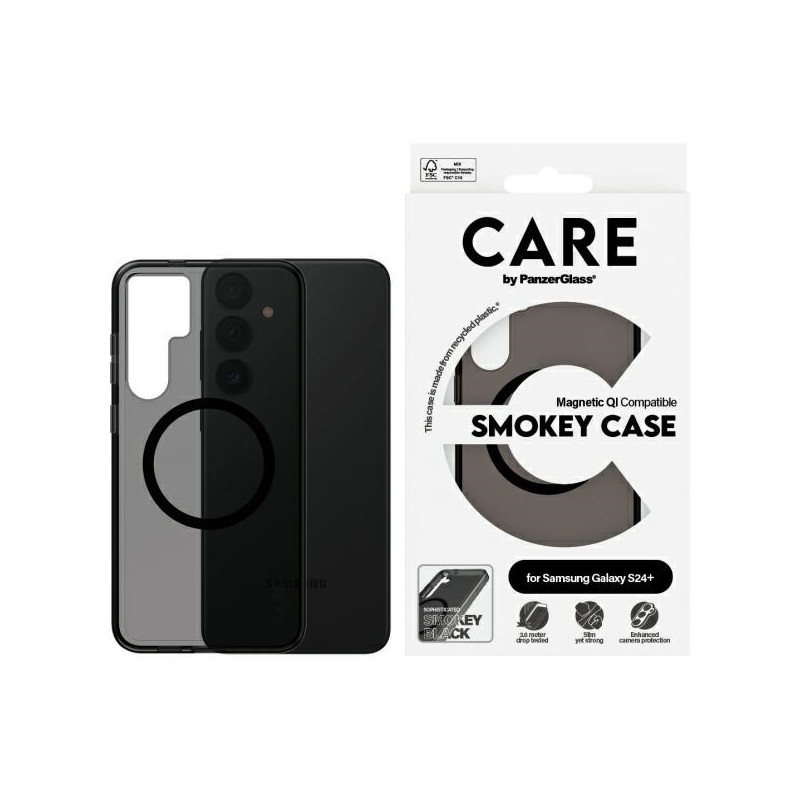 „CARE by PanzerGlass“ flagmano „QI“ dėklas, skirtas „Samsung Galaxy S24+“ – juodas