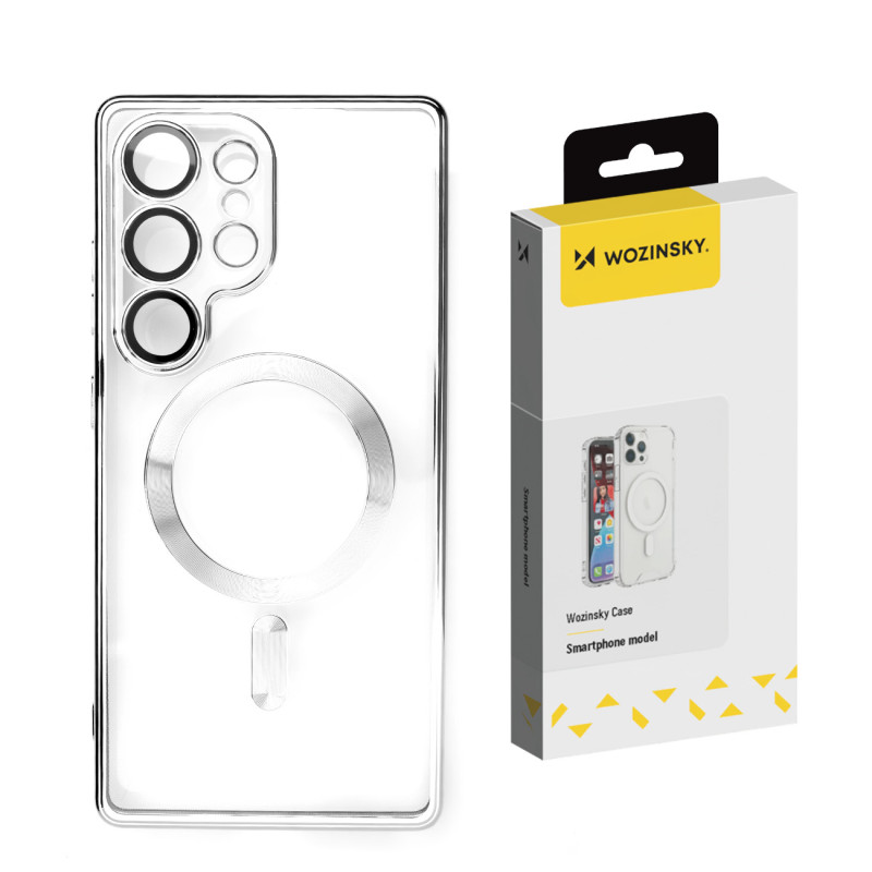 „Wozinsky“ galvanizuotas dėklas su „Magsafe“ technologija, skirtas „Samsung Galaxy S25 Ultra“ – sidabrinis