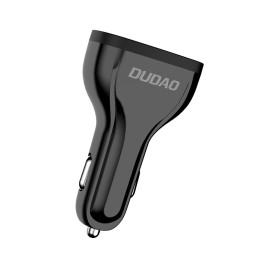 Dudao automobilinis įkroviklis greitas įkrovimas Quick Charge 3.0 QC3.0 2.4A 18W 3x USB black (R7S black)