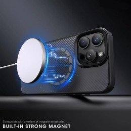 „Wozinsky“ anglies pluošto dėklas su „MagSafe“ technologija, skirtas „Samsung Galaxy S25“ – juodas