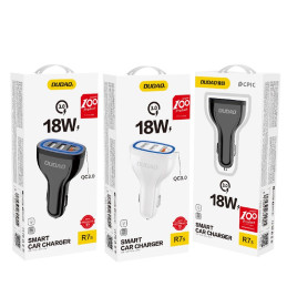 Dudao automobilinis įkroviklis greitas įkrovimas Quick Charge 3.0 QC3.0 2.4A 18W 3x USB black (R7S black)