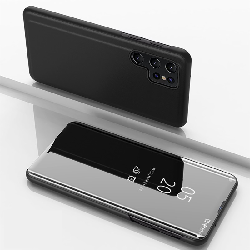 „Clear View“ dėklas, skirtas „Samsung Galaxy A56“ su atlenkiama danga – juodas