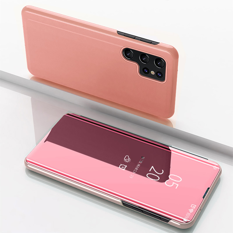 „Clear View“ dėklas, skirtas „Samsung Galaxy A56“ su atlenkiama danga – rožinis