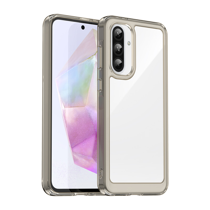 „Outer Space“ dėklas, skirtas „Samsung Galaxy A56“ su lanksčiu rėmeliu – pusiau permatomas, juodas