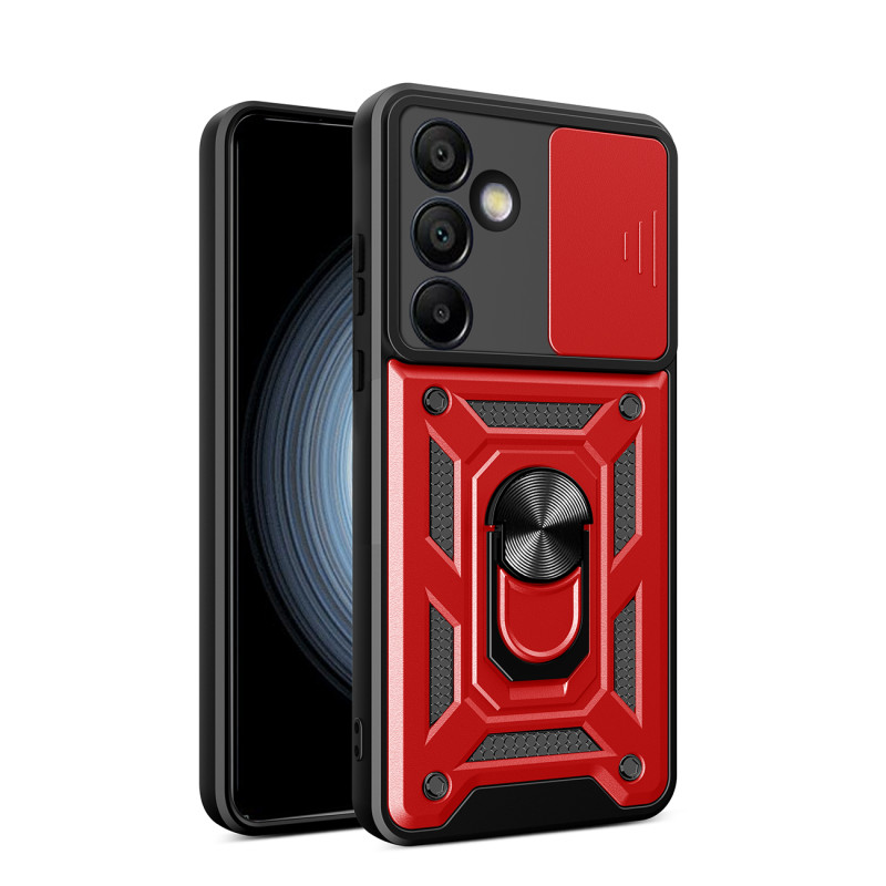 „Hybrid Armor Camshield“ su stovu ir kameros dangteliu, skirtas „Samsung Galaxy A26“ - raudonas