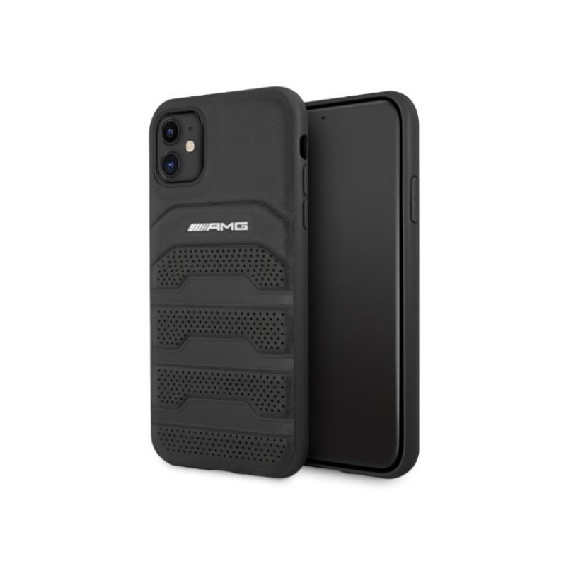 AMG Leather Debossed Lines dėklas, skirtas iPhone 11 / Xr - juodas