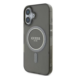„Guess IML Glitter Circle“ „MagSafe“ dėklas, skirtas „iPhone 16“ – juodas