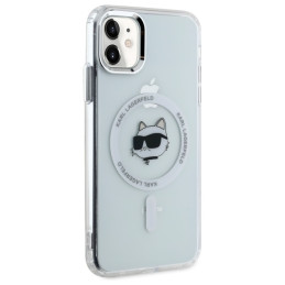 Karl Lagerfeld IML metalinis „Choupette Head“ „MagSafe iPhone 11“ dėklas – baltas