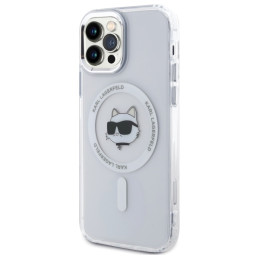 Karl Lagerfeld IML metalinis „Choupette Head“ „MagSafe iPhone 12“ dėklas – baltas