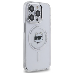 Karl Lagerfeld IML metalinis „Choupette Head“ „MagSafe iPhone 13“ dėklas – baltas
