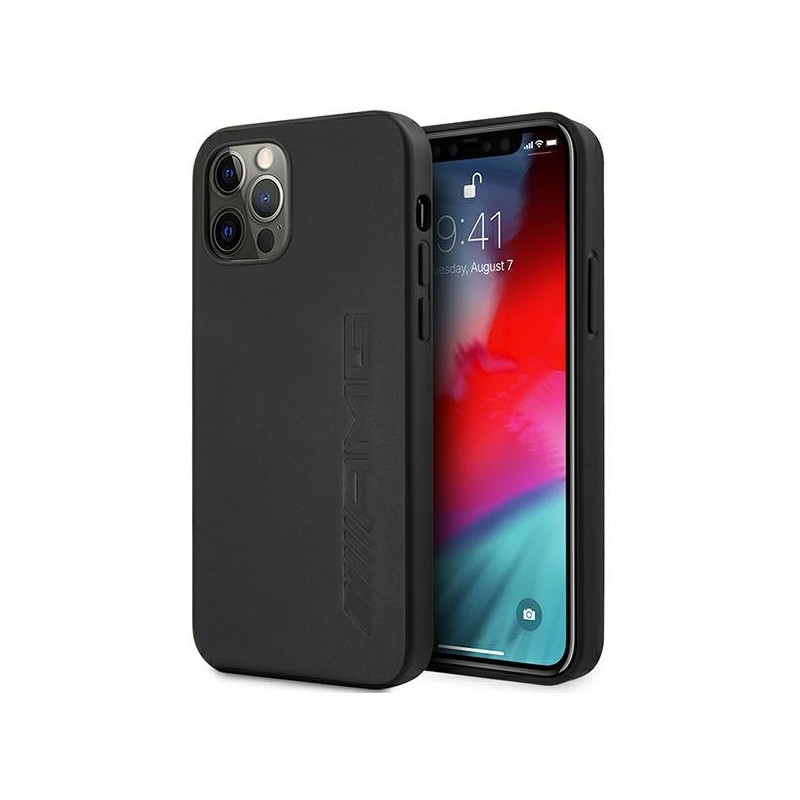 AMG Leather Hot Stamped dėklas, skirtas iPhone 12 Pro Max - juodas