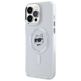 „Karl Lagerfeld IML Metal Choupette Head MagSafe“ dėklas, skirtas „iPhone 14 Pro Max“ – baltas