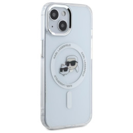 „Karl Lagerfeld“ IML metalinis „Karl&Choupette“ dėklas, skirtas „MagSafe iPhone 15“ telefonui, baltas
