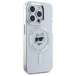 „Karl Lagerfeld IML Metal Choupette Head MagSafe“ dėklas, skirtas „iPhone 15 Pro Max“ – baltas