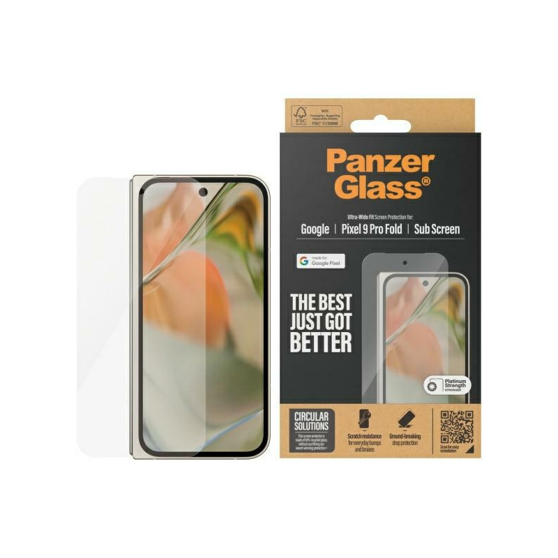 „PanzerGlass“ itin plataus grūdinto stiklo ekrano apsauga, skirta „Google Pixel 9 Pro Fold“