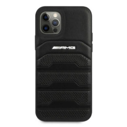 AMG Leather Debossed Lines dėklas, skirtas iPhone 12 Pro Max - juodas