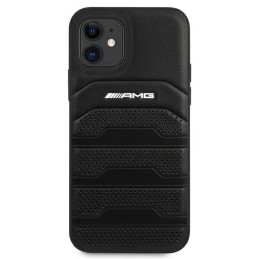 AMG Leather Debossed Lines dėklas iPhone 12 mini - juodas