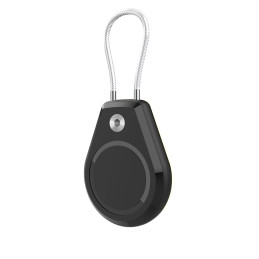 „Apple AirTag“ vandeniui atsparus dėklas su plieniniu trosu – juodas + baltas (2 vnt.)