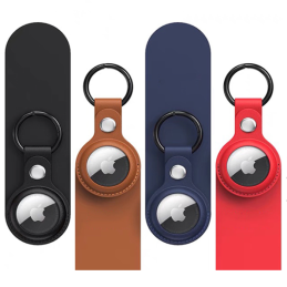 „Apple AirTag“ PU odos dėklas – juodas, rudas, raudonas, mėlynas – 4 vnt.