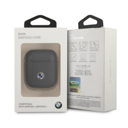 BMW tikros odos sidabro logotipo dėklas, skirtas AirPods 1/ 2 - tamsiai mėlynas