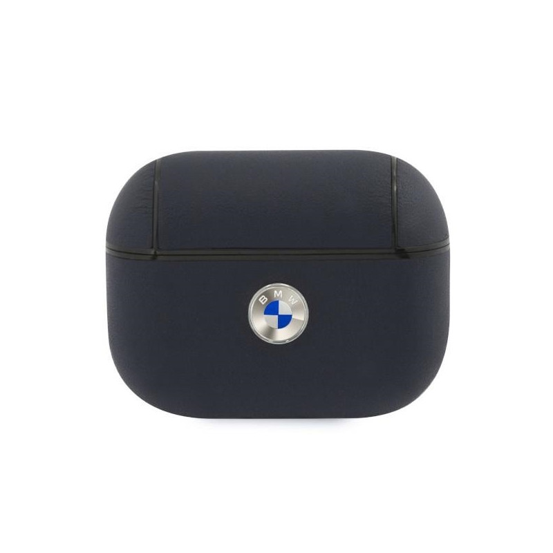 BMW tikros odos sidabrinis logotipo dėklas, skirtas AirPods Pro - tamsiai mėlynas
