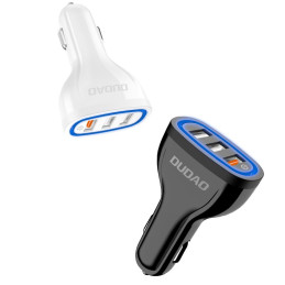 Dudao automobilinis įkroviklis greitas įkrovimas Quick Charge 3.0 QC3.0 2.4A 18W 3x USB balta (R7S balta)