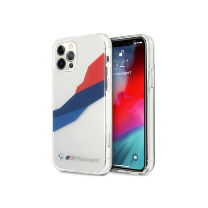 BMW Motorsport Tricolor dėklas iPhone 12 Pro Max - skaidrus
