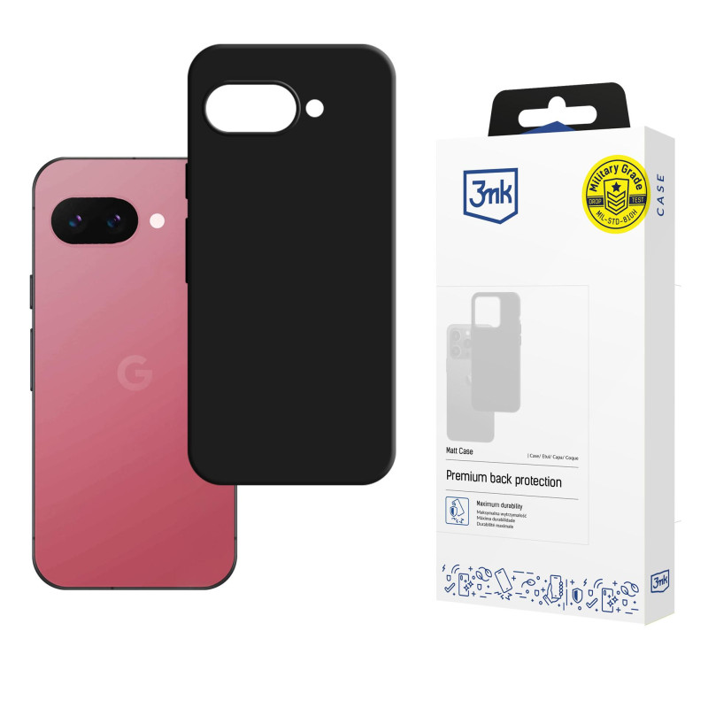 3mk matinis dėklas, skirtas „Google Pixel 9A“ – juodas