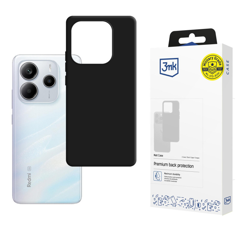 3mk matinis dėklas, skirtas „Xiaomi Redmi Note 14 5G“ - juodas