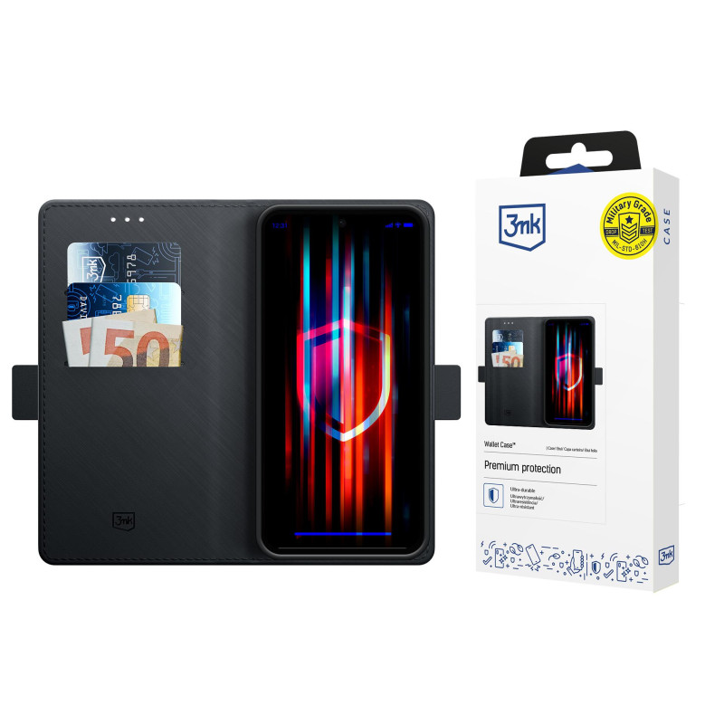 3mk piniginės dėklas, skirtas „Redmi A3“ - juodas