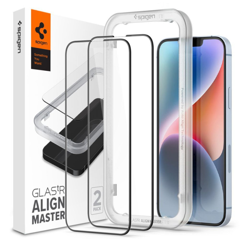 Spigen ALM Glass FC grūdintas stiklas iPhone 13 / 13 Pro / 14 - juodas 2 vnt.
