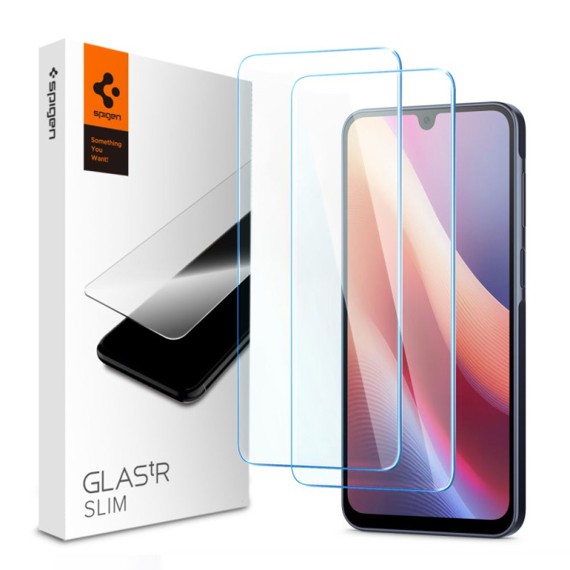 „Spigen Glas.tR Slim“ grūdinto stiklo 2 vnt. pakuotė, skirta „Samsung Galaxy A16 4G / 5G“ - skaidrus