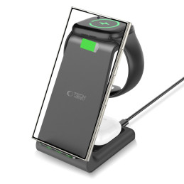 „Tech-Protect QI15W-A36“ 3in1 įkrovimo stotelė, skirta „Android“ – juoda