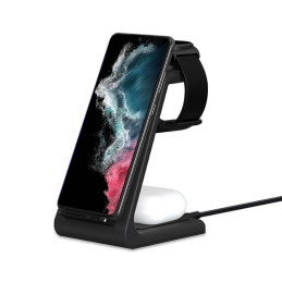 „Tech-Protect QI15W-A36“ 3in1 įkrovimo stotelė, skirta „Android“ – juoda