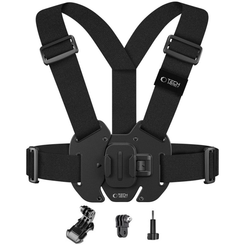 „Tech-Protect GA100“ krūtinės laikiklis GoPro / DJI kameroms - juodas