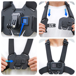 „Tech-Protect GA100“ krūtinės laikiklis GoPro / DJI kameroms - juodas