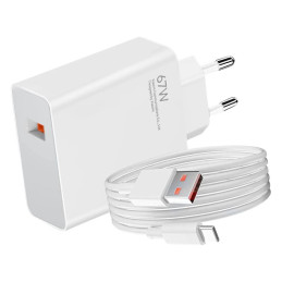 „Xiaomi BHR9465EU“ 67 W 6,2 A USB-A sieninis įkroviklis su USB-C laidu – baltas