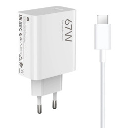 „Xiaomi BHR9465EU“ 67 W 6,2 A USB-A sieninis įkroviklis su USB-C laidu – baltas
