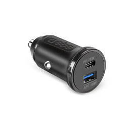 SBS TECRPD25W automobilinis įkroviklis 25W USB-A USB-C su maitinimo šaltiniu - juodas