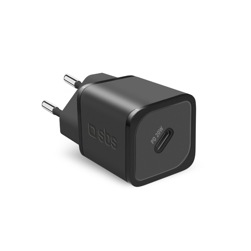 SBS TETRGAN1C20K 20W GaN USB-C sieninis įkroviklis su maitinimo šaltiniu – juodas