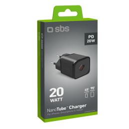 SBS TETRGAN1C20K 20W GaN USB-C sieninis įkroviklis su maitinimo šaltiniu – juodas