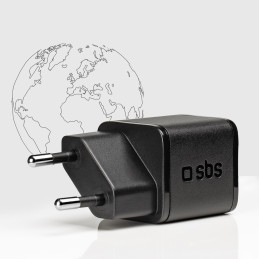 SBS TETRGAN1C20K 20W GaN USB-C sieninis įkroviklis su maitinimo šaltiniu – juodas