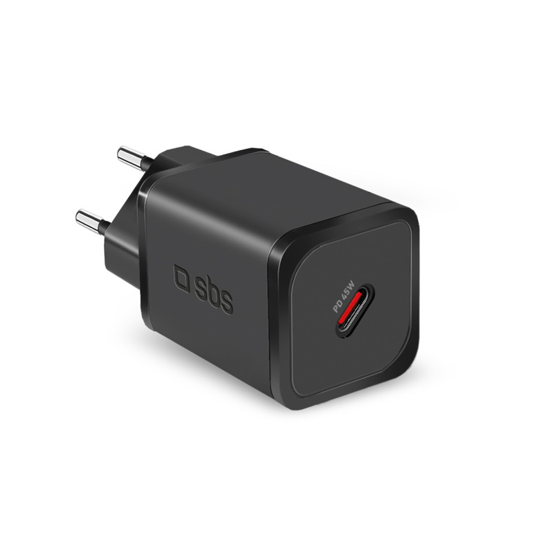 SBS TETRGAN1C45W 45W GaN USB-C sieninis įkroviklis su maitinimo šaltiniu – juodas