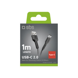SBS TECABLETYC1KPOS USB-A - USB-C kabelis 1 m - juodas