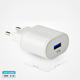 SBS TETR1USB2AWFAST 10W USB-A sieninis įkroviklis – baltas