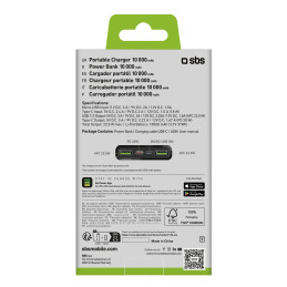 Išorinė baterija SBS TTBB10000FASTPD20K 10000 mAh 20W su maitinimo šaltiniu - juoda