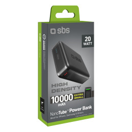 Išorinė baterija SBS TEBB10000HDPD20K 10000 mAh su maitinimo šaltiniu - juoda