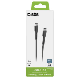 SBS TECABLETCC3M USB-C – USB-C 3 m kabelis – juodas